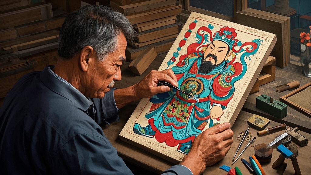 朱仙镇木版年画：年俗里的活化石，刻版师傅手把手教你雕出‘门神’的精气神